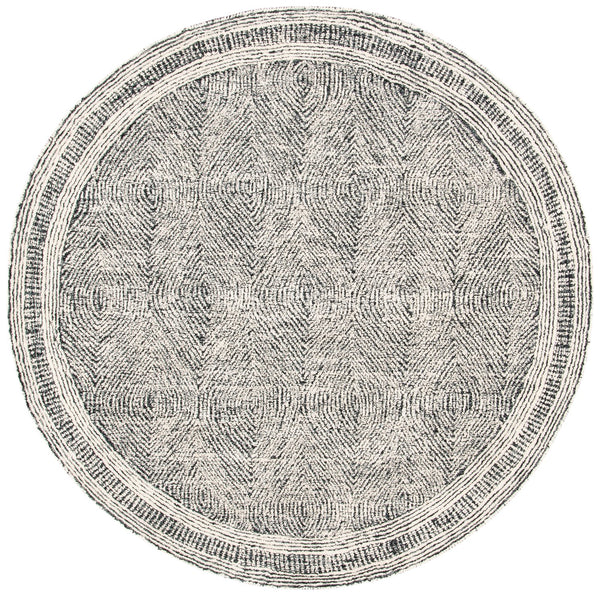 Safavieh Abstract Hand-Tufted Wool Rug In Ivory & Charcoal — Scandinavian Abstract Design, Low-Profile Elegance 6'-0" x 8'-0" ABT340H-68