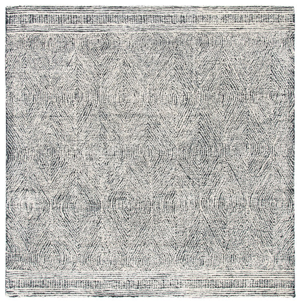 Safavieh Abstract Hand-Tufted Wool Rug Oval — Scandinavian Geometric Ivory Charcoal, Soft Plush Texture For Living Rooms 6'-0" x 8'-0" ABT340H-68OV
