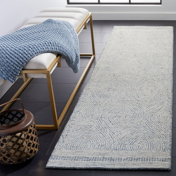 Safavieh Abstract Hand‑Tufted Wool Rug In Ivory And Blue — Scandinavian Minimalist Abstract For Modern Rooms 6'-0" x 8'-0" ABT340M-68