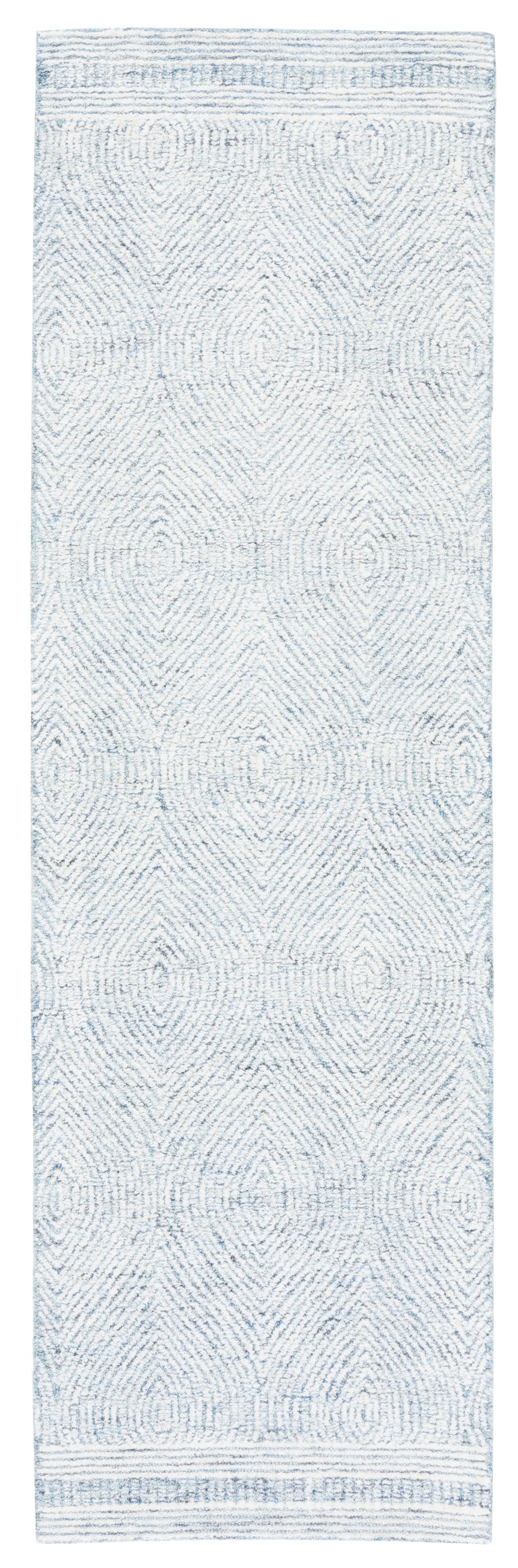 Safavieh Abstract Hand-Tufted Wool Oval Rug In Ivory And Blue — Scandinavian Abstract Motif, Low-Profile Durable Texture 6'-0" x 8'-0" ABT340M-68OV