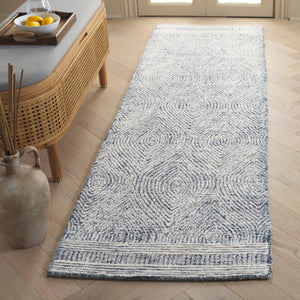 Safavieh Abstract Hand Tufted Wool Runner Rug Scandinavian Minimalist Hallway Ivory Navy ABT340N-212