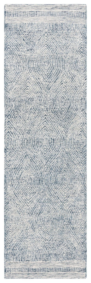 Safavieh Abstract Hand Tufted Wool Runner Rug Scandinavian Minimalist Hallway Ivory Navy ABT340N-212