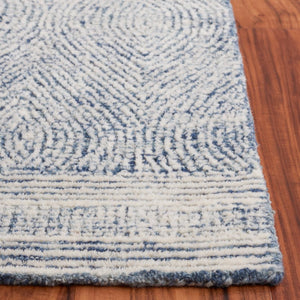 Safavieh Abstract Wool Runner Rug Hand Tufted Ivory Navy Geometric Scandinavian Hallway Accent ABT340N-26