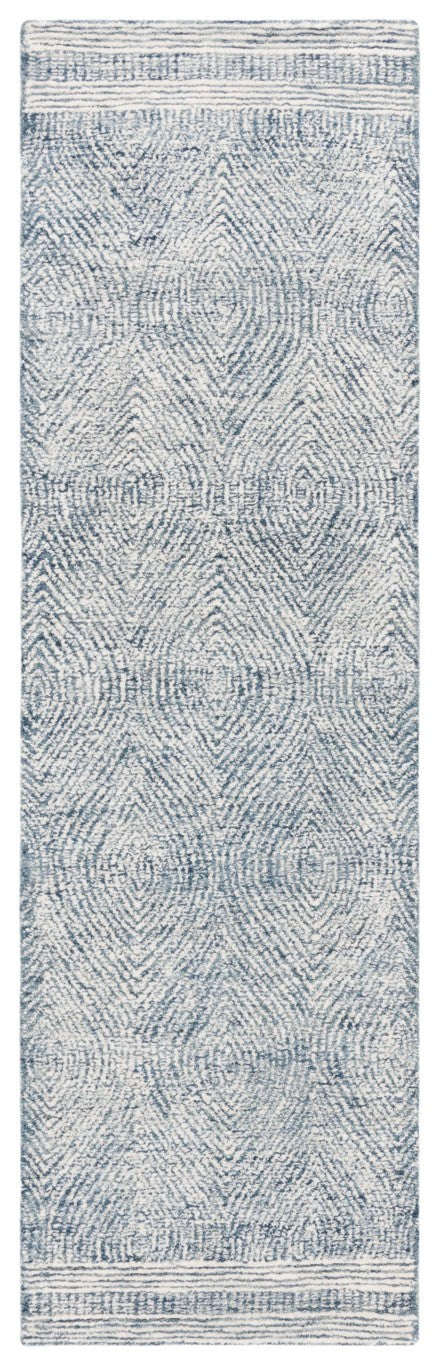 Safavieh Abstract Wool Runner Rug Hand Tufted Ivory Navy Geometric Scandinavian Hallway Accent ABT340N-26