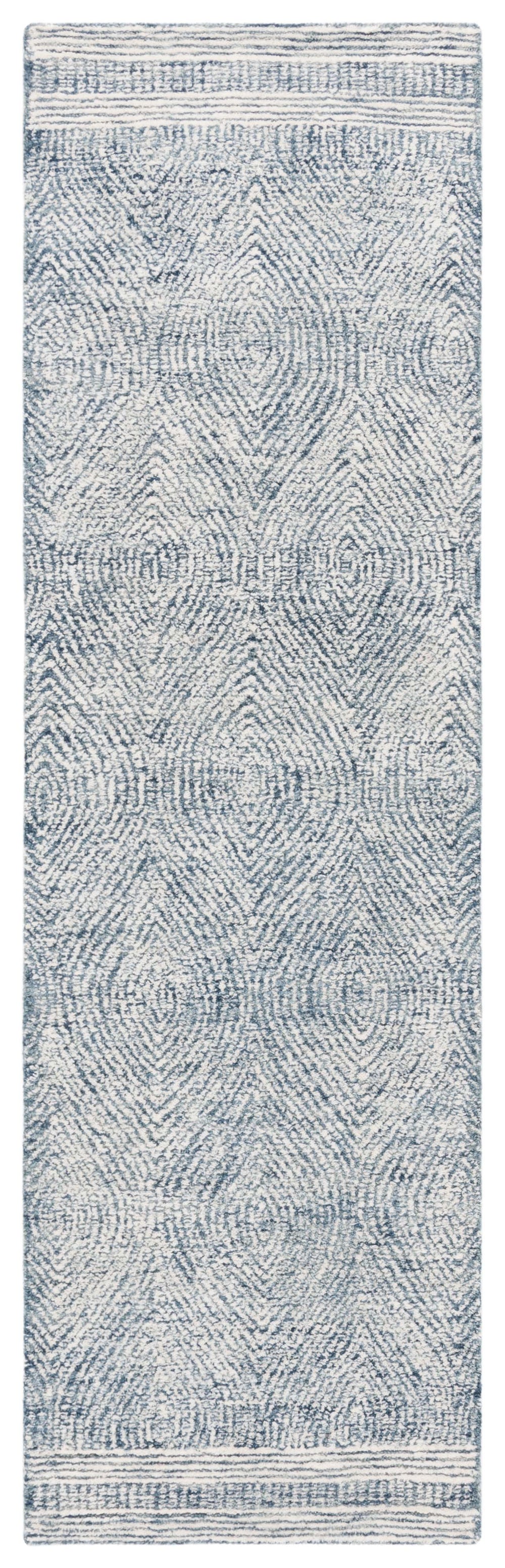 Safavieh Abstract Ivory And Navy Minimalist Wool Accent Rug — Hand-Tufted Scandinavian Design, Low-Profile Comfort 2'-0" x 3'-0" ABT340N-2