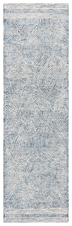 Safavieh Abstract Scandinavian Wool Runner Rug In Ivory And Navy — Hand-Tufted, Low-Profile Pile For Hallways 2'-3" x 10'-0" ABT340N-210