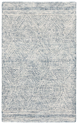 Safavieh Abstract Hand-Tufted Wool Area Rug In Ivory & Navy – Scandinavian Geometric Accent, Durable Comfort 4'-0" x 4'-0" ABT340N-4R