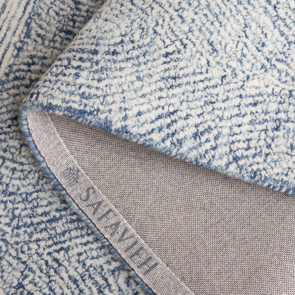 Safavieh Abstract Scandinavian Wool Runner Rug In Ivory And Navy — Hand-Tufted, Low-Profile Pile For Hallways 2'-3" x 10'-0" ABT340N-210