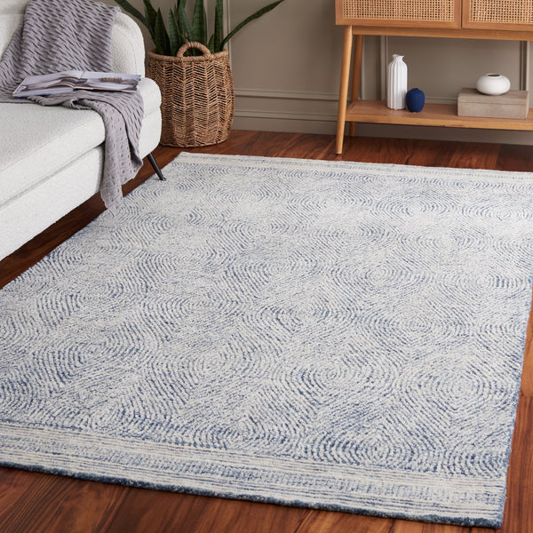Safavieh Abstract Scandinavian Wool Runner Rug In Ivory And Navy — Hand-Tufted, Low-Profile Pile For Hallways 2'-3" x 10'-0" ABT340N-210