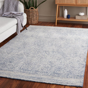 Safavieh Abstract Hand-Tufted Wool Area Rug In Ivory & Navy – Scandinavian Geometric Accent, Durable Comfort 4'-0" x 4'-0" ABT340N-4R