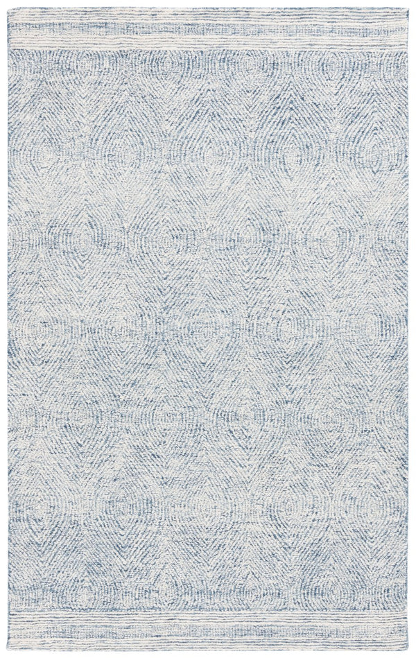 Safavieh Abstract Scandinavian Wool Runner Rug In Ivory And Navy — Hand-Tufted, Low-Profile Pile For Hallways 2'-3" x 10'-0" ABT340N-210