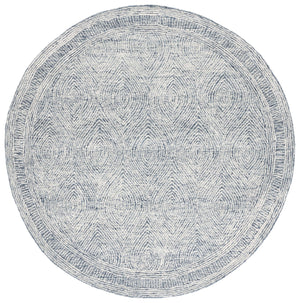 Safavieh Abstract Hand-Tufted Wool Area Rug In Ivory & Navy – Scandinavian Geometric Accent, Durable Comfort 4'-0" x 4'-0" ABT340N-4R