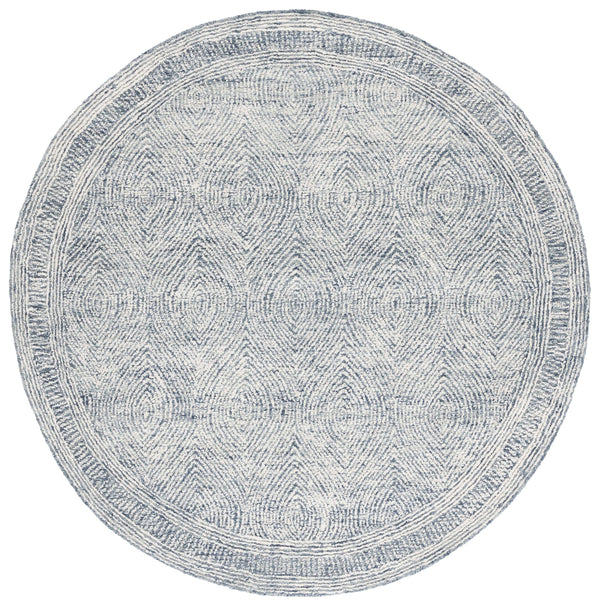 Safavieh Abstract Hand-Tufted Wool Area Rug In Ivory & Navy – Scandinavian Geometric Accent, Durable Comfort 4'-0" x 4'-0" ABT340N-4R