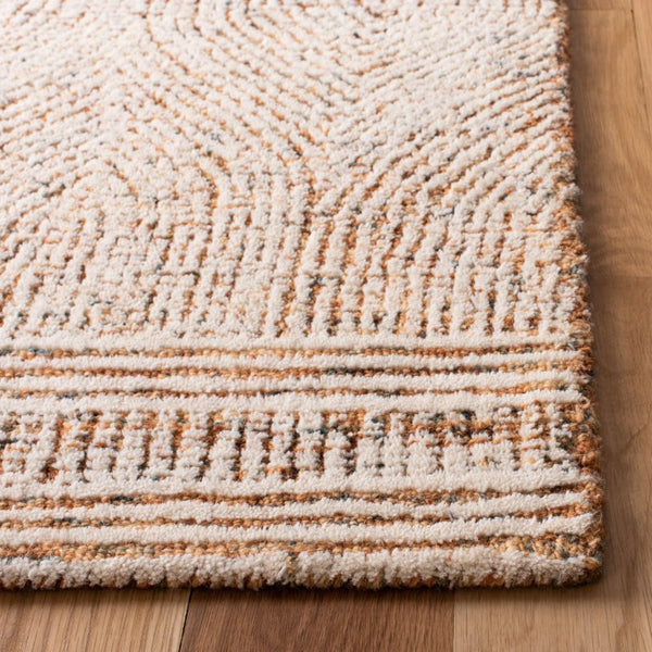 Safavieh Abstract Hand Tufted Wool Round Rug Ivory Rust Solid Field for Modern Living Rooms ABT340P-11R