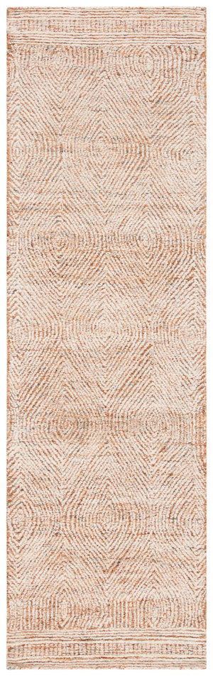Safavieh Abstract Hand-Tufted Wool Area Rug In Ivory & Rust — Scandinavian Geometric Design, Low Pile Cozy Texture 12'-0" x 12'-0" ABT340P-12R