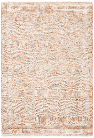 Safavieh Abstract Hand-Tufted Wool Area Rug In Ivory & Rust — Scandinavian Geometric Design, Low Pile Cozy Texture 12'-0" x 12'-0" ABT340P-12R