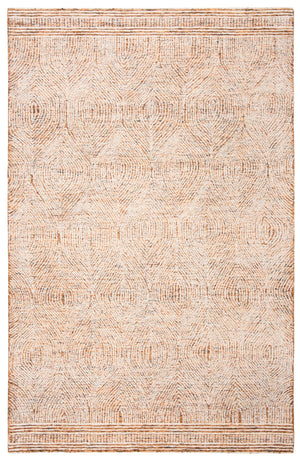 Safavieh Abstract Hand-Tufted Wool Area Rug In Ivory & Rust — Scandinavian Geometric Design, Low Pile Cozy Texture 12'-0" x 12'-0" ABT340P-12R