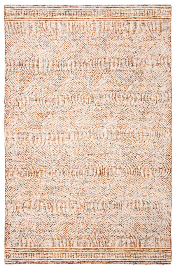 Safavieh Abstract Hand-Tufted Wool Area Rug In Ivory & Rust — Scandinavian Geometric Design, Low Pile Cozy Texture 12'-0" x 12'-0" ABT340P-12R