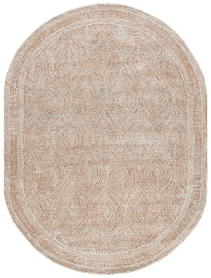 Safavieh Abstract Hand Tufted Wool Oval Rug Ivory Rust Scandinavian Warmth for Living Rooms ABT340P-68OV