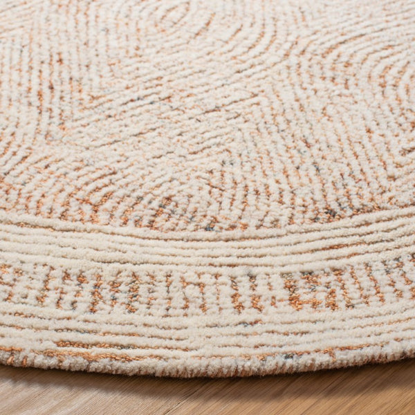 Safavieh Abstract Hand Tufted Wool Oval Rug Ivory Rust Scandinavian Warmth for Living Rooms ABT340P-68OV