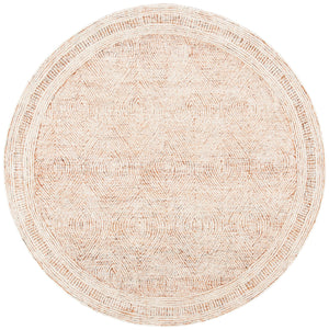 Safavieh Abstract Hand-Tufted Wool Area Rug In Ivory & Rust — Scandinavian Geometric Design, Low Pile Cozy Texture 12'-0" x 12'-0" ABT340P-12R