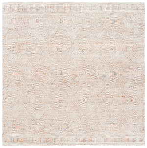 Safavieh Abstract Hand-Tufted Wool Area Rug In Ivory & Rust — Scandinavian Geometric Design, Low Pile Cozy Texture 12'-0" x 12'-0" ABT340P-12R