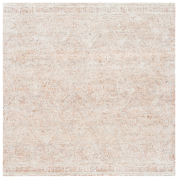 Safavieh Abstract Hand-Tufted Wool Area Rug In Ivory & Rust — Scandinavian Geometric Design, Low Pile Cozy Texture 12'-0" x 12'-0" ABT340P-12R