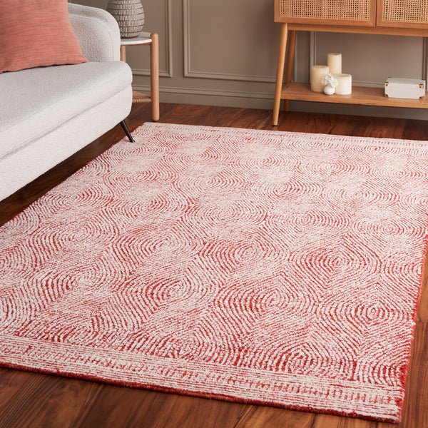Safavieh Abstract 340 Hand Tufted  Rug Ivory / Red 8' x 10'