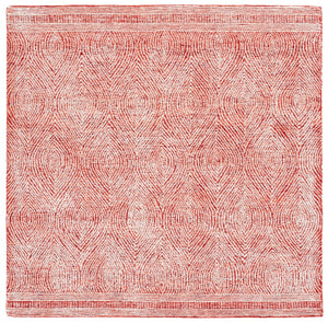 Safavieh Abstract 340 Hand Tufted  Rug Ivory / Red 6' x 6' Square