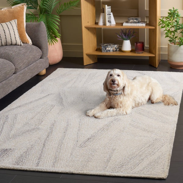 Safavieh Abstract Hand-Tufted Wool Viscose Runner Rug for Hallways and Entryways Beige Grey 5'-0" x 8'-0" ABT344B-5