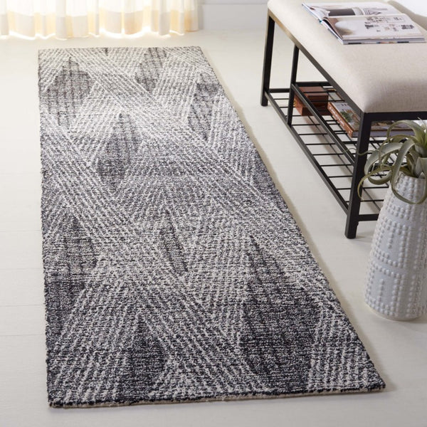 Safavieh Abstract Hand Tufted Wool Runner Rug Geometric Ivory Charcoal Hallway Accent 2'-3" x 8'-0" ABT360H-28