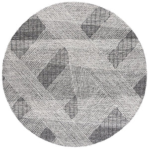 Safavieh Abstract Hand Tufted Wool Runner Rug Geometric Ivory Charcoal Hallway Accent 6'-0" x 6'-0" - A ABT360H-6R