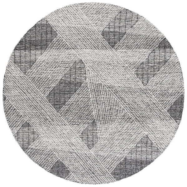 Safavieh Abstract Hand Tufted Wool Runner Rug Geometric Ivory Charcoal Hallway Accent 6'-0" x 6'-0" - A ABT360H-6R