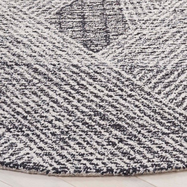 Safavieh Abstract Hand Tufted Wool Runner Rug Geometric Ivory Charcoal Hallway Accent 6'-0" x 6'-0" - A ABT360H-6R