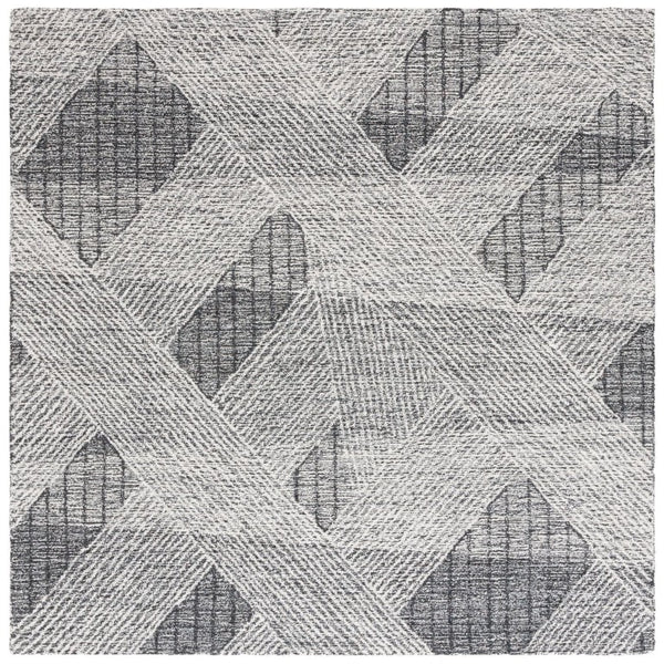 Safavieh Abstract Hand Tufted Wool Runner Rug Geometric Ivory Charcoal Hallway Accent 6'-0" x 6'-0" - B ABT360H-6SQ