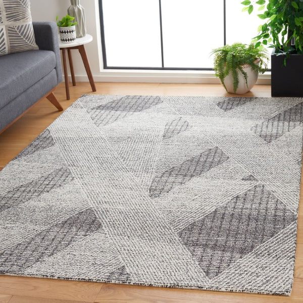 Safavieh Abstract Hand Tufted Wool Runner Rug Geometric Ivory Charcoal Hallway Accent 6'-0" x 9'-0" ABT360H-6