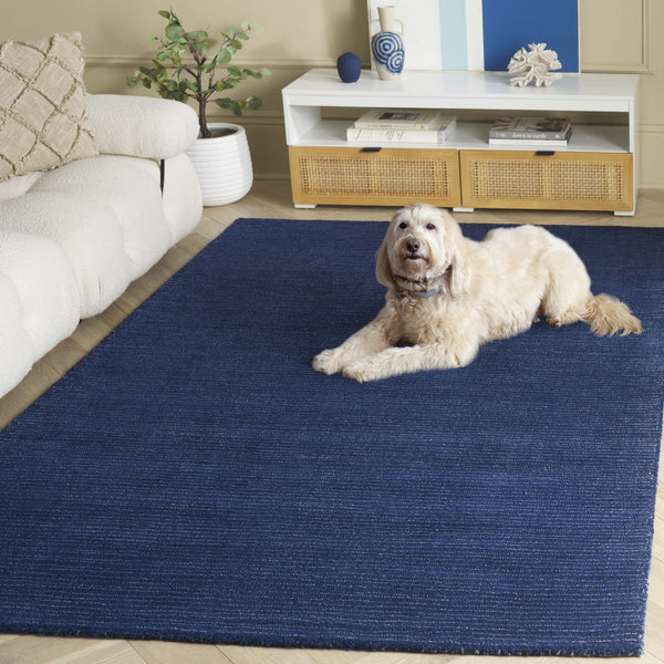 Safavieh Abstract Hand-Tufted Round Navy Area Rug — Wool-Cotton Blend, Abstract Texture For Modern Living Rooms 6'-0" x 6'-0" ABT361N-6R