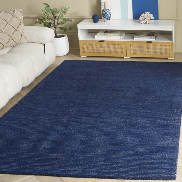 Safavieh Abstract Hand-Tufted Round Navy Area Rug — Wool-Cotton Blend, Abstract Texture For Modern Living Rooms 6'-0" x 6'-0" ABT361N-6R