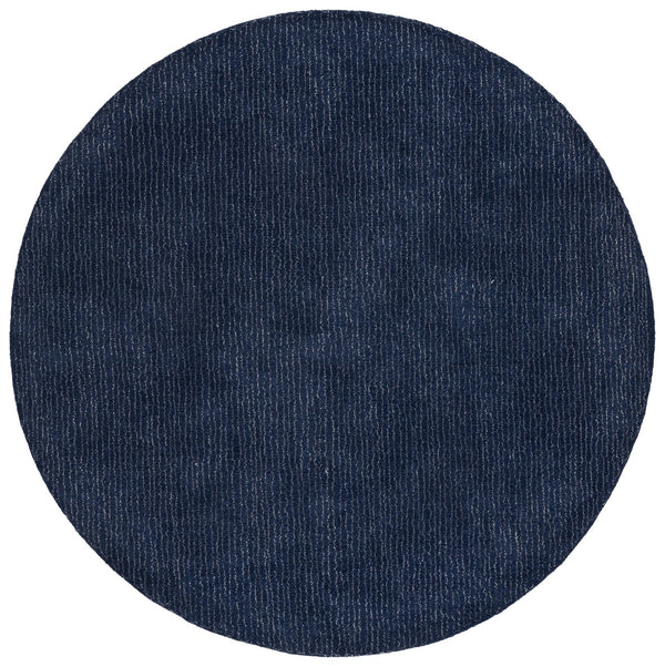 Safavieh Abstract Hand-Tufted Round Navy Area Rug — Wool-Cotton Blend, Abstract Texture For Modern Living Rooms 6'-0" x 6'-0" ABT361N-6R