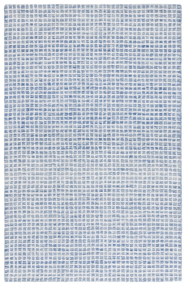 Safavieh Abstract Hand-Tufted Ivory And Blue Area Rug — Subtle Geometric Distressed Design, Soft Durable Blend 5'-0" x 8'-0" ABT362M-5