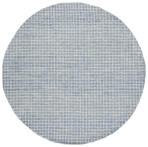 Safavieh Abstract Hand-Tufted Round Rug Ivory And Blue Geometric Texture — Soft Low Pile, Durable Craftsmanship 6'-0" x 6'-0" ABT362M-6R