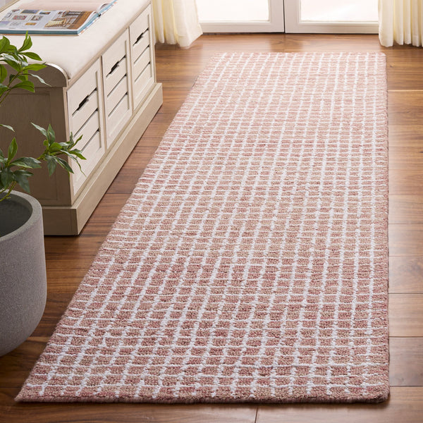 Safavieh Abstract Hand‑Tufted Ivory Blush Geometric Rug — Artisanal Polyester‑Cotton Blend, Soft Low Pile Elegance 6'-0" x 6'-0" ABT362U-6SQ