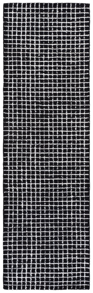 Safavieh Abstract Hand-Tufted Ivory And Black Runner Rug — Modern Geometric Design, Low-Profile Plush Texture 2'-3" x 8'-0" ABT362Z-28