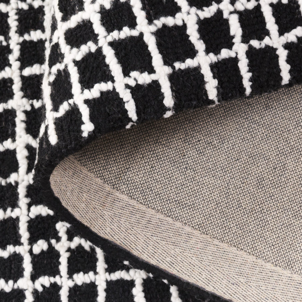 Safavieh Abstract Hand-Tufted Ivory And Black Runner Rug — Modern Geometric Design, Low-Profile Plush Texture 2'-3" x 8'-0" ABT362Z-28