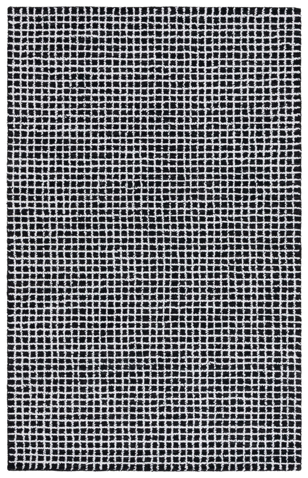 Safavieh Abstract Ivory And Black Geometric Rug — Hand-Tufted Polyester Cotton Blend, Low-Pile Durable Elegance 6'-0" x 9'-0" ABT362Z-6