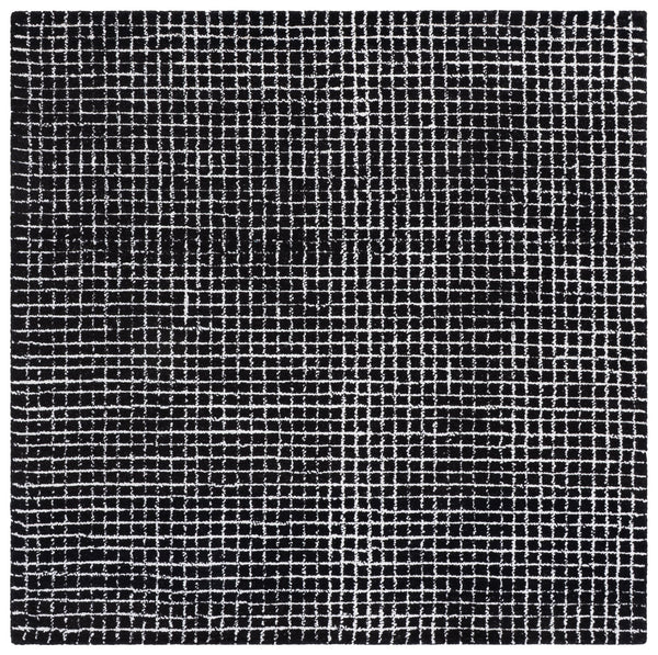 Safavieh Abstract Ivory And Black Geometric Rug — Hand-Tufted Polyester Cotton Blend, Low-Pile Durable Elegance 6'-0" x 9'-0" ABT362Z-6