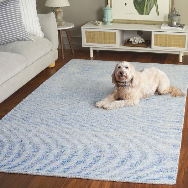 Safavieh Abstract Ivory Blue Round Rug — Hand-Tufted Artisan Craft, Soft Polyester-Cotton Plush For Living Spaces 6'-0" x 6'-0" ABT363M-6R