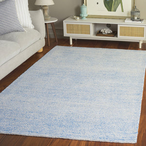 Safavieh Abstract Hand-Tufted Ivory And Blue Area Rug — Plush 3/8" Pile, Durable Polyester-Cotton For Living Rooms 9'-0" x 12'-0" ABT363M-9