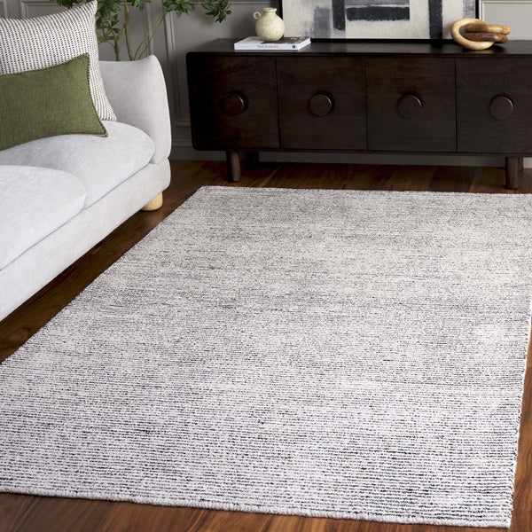 Safavieh Abstract Hand-Tufted Ivory And Black Round Rug, Low-Profile 3/8" Pile, Artisanal Polyester-Cotton Blend 6'-0" x 6'-0" ABT363Z-6R