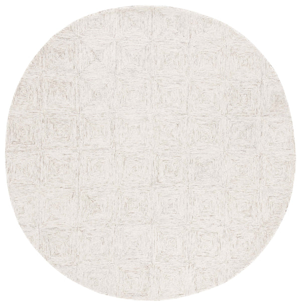 Safavieh Abstract Hand Tufted Wool-cotton Blend Area Rug - Elegant Geometric Design For Timeless Home Style Grey ,Ivory 80% Wool,20% Cotton Abt427f-25